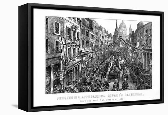 Procession Approaching St Paul's Cathedral, Thanksgiving Day, 27 February, 1872-null-Framed Stretched Canvas