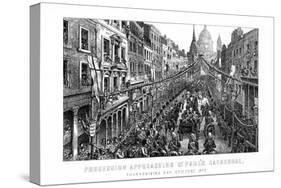 Procession Approaching St Paul's Cathedral, Thanksgiving Day, 27 February, 1872-null-Stretched Canvas