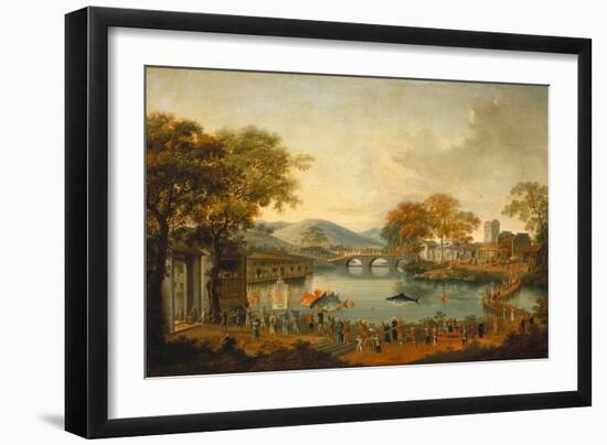 Procession by a Lake-Qing Dynasty Chinese School-Framed Giclee Print