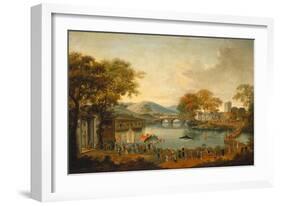 Procession by a Lake-Qing Dynasty Chinese School-Framed Giclee Print