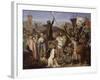 Procession des croisés conduits par Pierre l'Ermite et Godefroy de Bouillon autour de Jerusalem,-Jean Victor Schnetz-Framed Giclee Print