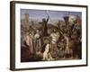 Procession des croisés conduits par Pierre l'Ermite et Godefroy de Bouillon autour de Jerusalem,-Jean Victor Schnetz-Framed Giclee Print