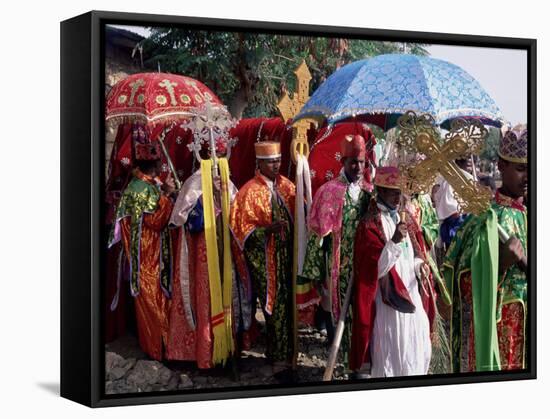 Procession for Christian Festival of Rameaux, Axoum (Axum) (Aksum), Tigre Region, Ethiopia, Africa-Bruno Barbier-Framed Stretched Canvas