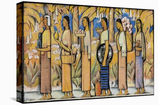 Procession (Gouache and Ink on Paper)-Alfredo Ramos Martinez-Stretched Canvas