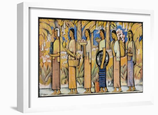 Procession (Gouache and Ink on Paper)-Alfredo Ramos Martinez-Framed Giclee Print