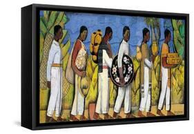 Procession (Gouache and Ink on Paper)-Alfredo Ramos Martinez-Framed Stretched Canvas