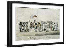 Procession in Madras, Watercolour, India, 18th Century-null-Framed Giclee Print