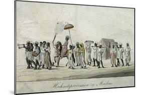 Procession in Madras, Watercolour, India, 18th Century-null-Mounted Giclee Print