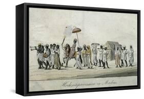 Procession in Madras, Watercolour, India, 18th Century-null-Framed Stretched Canvas