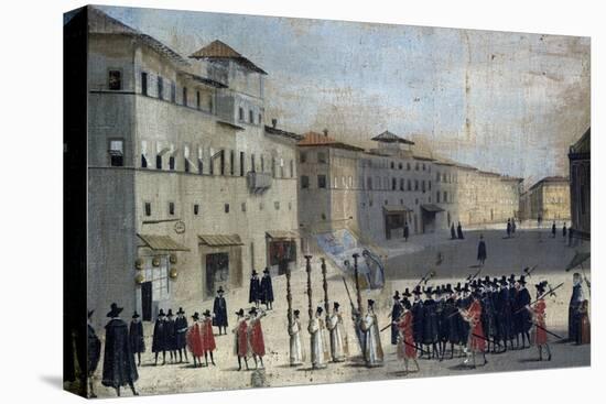 Procession in Piazza Del Duomo (Cathedral Square), 16th Century, Painting, Detail-null-Stretched Canvas