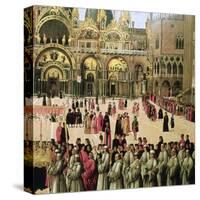 Procession in St. Mark's Square, 1496-Gentile Bellini-Stretched Canvas