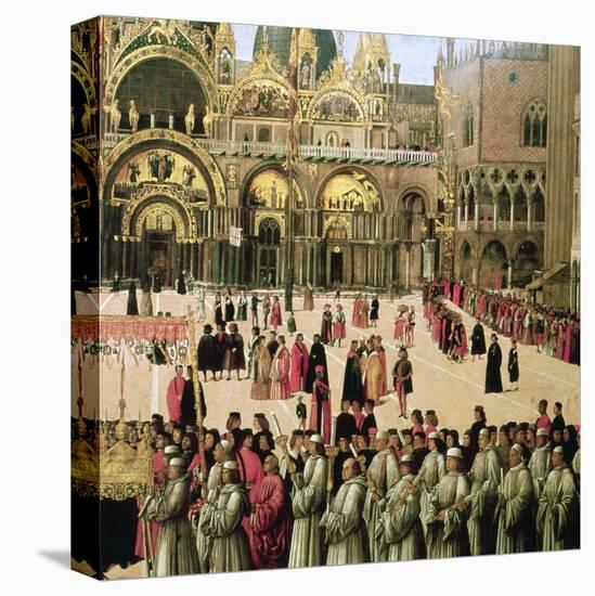 Procession in St. Mark's Square, 1496-Gentile Bellini-Stretched Canvas