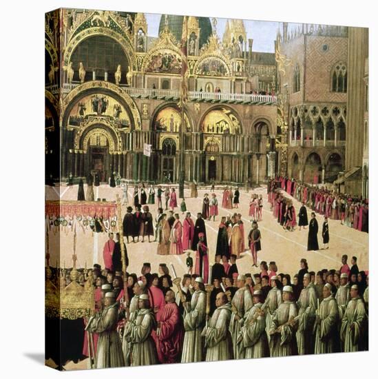 Procession in St. Mark's Square, 1496-Gentile Bellini-Stretched Canvas