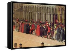 Procession in St. Mark's Square, Detail of Musicians, 1496-Gentile Bellini-Framed Stretched Canvas