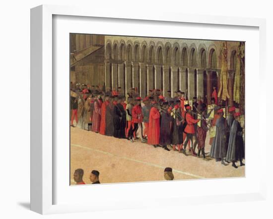 Procession in St. Mark's Square, Detail of Musicians, 1496-Gentile Bellini-Framed Giclee Print