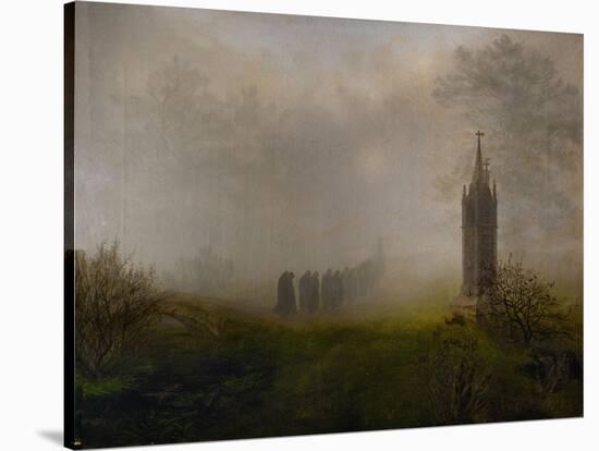 Procession in the fog-Ernst Ferdinand Oehme-Stretched Canvas