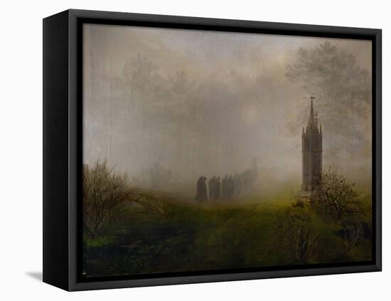 Procession in the fog-Ernst Ferdinand Oehme-Framed Stretched Canvas