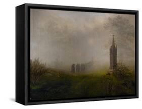 Procession in the fog-Ernst Ferdinand Oehme-Framed Stretched Canvas