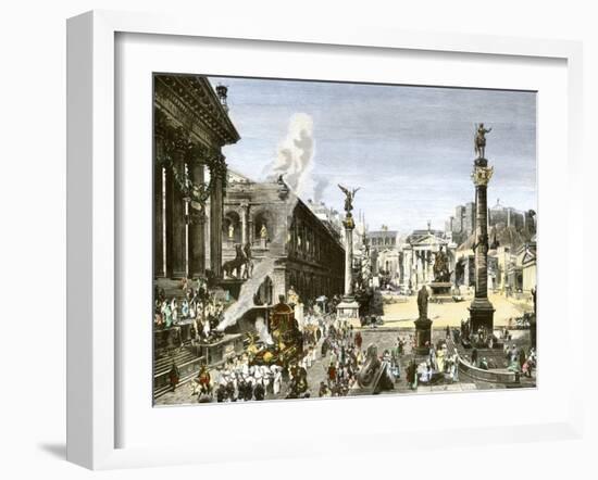 Procession in the Forum Romanum, Ancient Rome-null-Framed Giclee Print