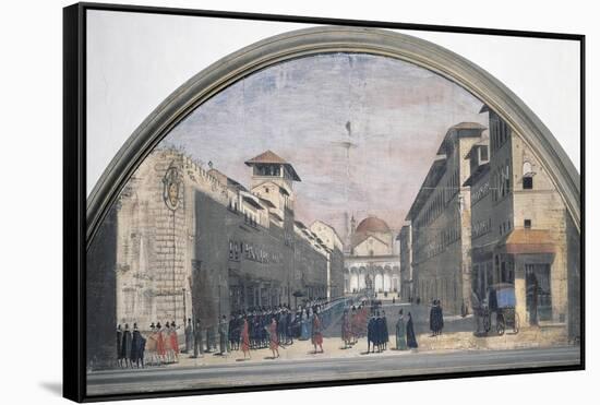 Procession in Via De' Servi with Church of Annunciation in Background-null-Framed Stretched Canvas