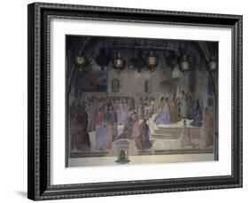 Procession of Bishop with Vial of Blood in Front of Church of St Augustine-Cosimo Rosselli-Framed Giclee Print