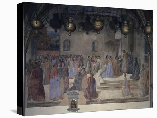 Procession of Bishop with Vial of Blood in Front of Church of St Augustine-Cosimo Rosselli-Stretched Canvas