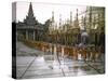 Procession of Buddhist Monks, Shwe Dagon Pagoda, Ceremonies Marking 2,500th Anniversary of Buddhism-John Dominis-Stretched Canvas