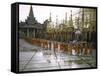 Procession of Buddhist Monks, Shwe Dagon Pagoda, Ceremonies Marking 2,500th Anniversary of Buddhism-John Dominis-Framed Stretched Canvas