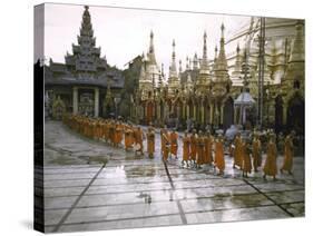Procession of Buddhist Monks, Shwe Dagon Pagoda, Ceremonies Marking 2,500th Anniversary of Buddhism-John Dominis-Stretched Canvas