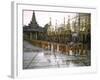 Procession of Buddhist Monks, Shwe Dagon Pagoda, Ceremonies Marking 2,500th Anniversary of Buddhism-John Dominis-Framed Photographic Print