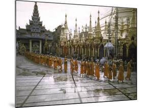 Procession of Buddhist Monks, Shwe Dagon Pagoda, Ceremonies Marking 2,500th Anniversary of Buddhism-John Dominis-Mounted Photographic Print