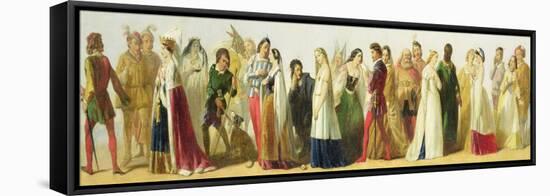 Procession of Characters from Shakespeare (Oil on Board)-Irish-Framed Stretched Canvas