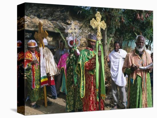 Procession of Christian Men and Crosses, Rameaux Festival, Axoum, Tigre Region, Ethiopia-Bruno Barbier-Stretched Canvas