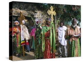 Procession of Christian Men and Crosses, Rameaux Festival, Axoum, Tigre Region, Ethiopia-Bruno Barbier-Stretched Canvas