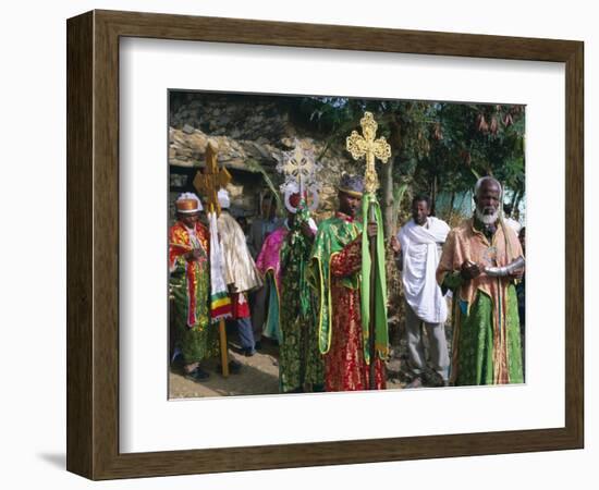 Procession of Christian Men and Crosses, Rameaux Festival, Axoum, Tigre Region, Ethiopia-Bruno Barbier-Framed Photographic Print