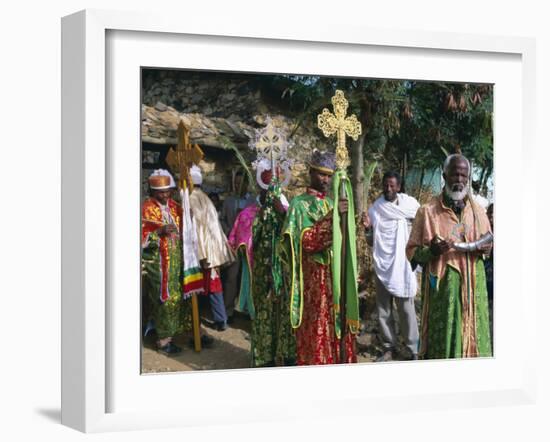 Procession of Christian Men and Crosses, Rameaux Festival, Axoum, Tigre Region, Ethiopia-Bruno Barbier-Framed Photographic Print