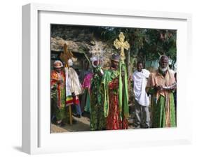 Procession of Christian Men and Crosses, Rameaux Festival, Axoum, Tigre Region, Ethiopia-Bruno Barbier-Framed Photographic Print