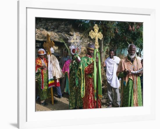 Procession of Christian Men and Crosses, Rameaux Festival, Axoum, Tigre Region, Ethiopia-Bruno Barbier-Framed Photographic Print