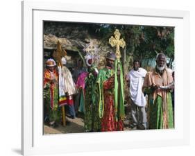 Procession of Christian Men and Crosses, Rameaux Festival, Axoum, Tigre Region, Ethiopia-Bruno Barbier-Framed Photographic Print