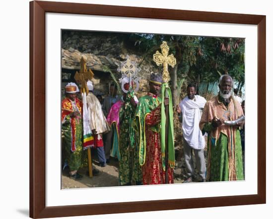 Procession of Christian Men and Crosses, Rameaux Festival, Axoum, Tigre Region, Ethiopia-Bruno Barbier-Framed Photographic Print