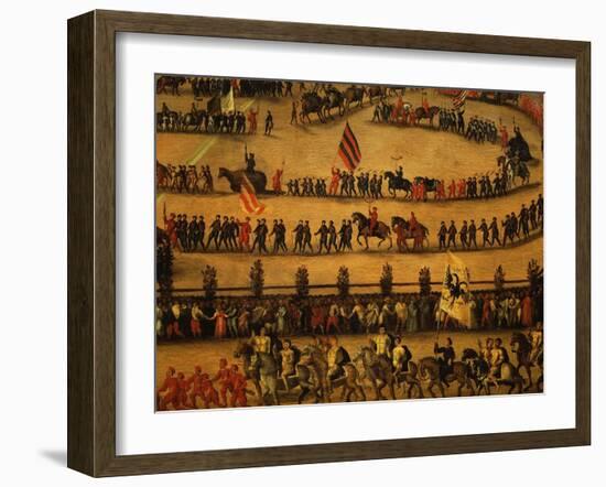 Procession of Contrade (Detail) (A Contrada Is a District in Siena, Italy)-Vincenzo Rustici-Framed Giclee Print