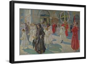 Procession of Corpus Christi in Piazza Grande in Trieste, 1908-Arturo Fittke-Framed Giclee Print