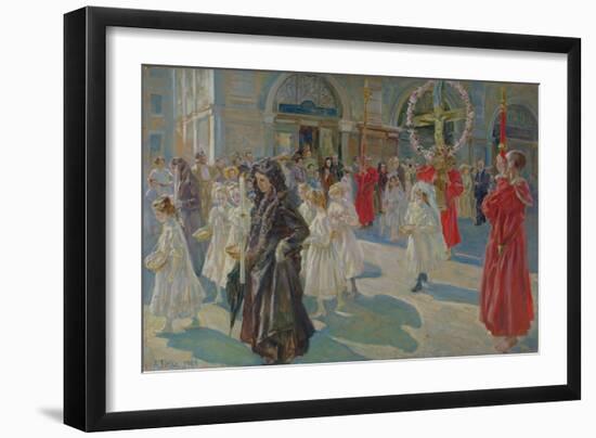 Procession of Corpus Christi in Piazza Grande in Trieste, 1908-Arturo Fittke-Framed Giclee Print