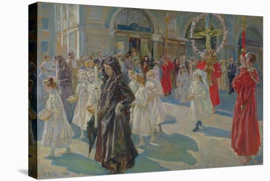 Procession of Corpus Christi in Piazza Grande in Trieste, 1908-Arturo Fittke-Stretched Canvas