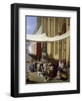 Procession of Corpus Christi in Seville, 1857, Painting by Cabral Y Aguado Bejarano (1828-1891)-null-Framed Premium Giclee Print