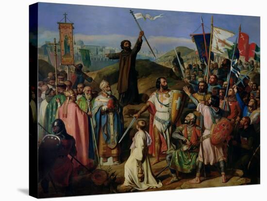 Procession of Crusaders Around Jerusalem, 14th July 1099, 1841-Jean Victor Schnetz-Stretched Canvas