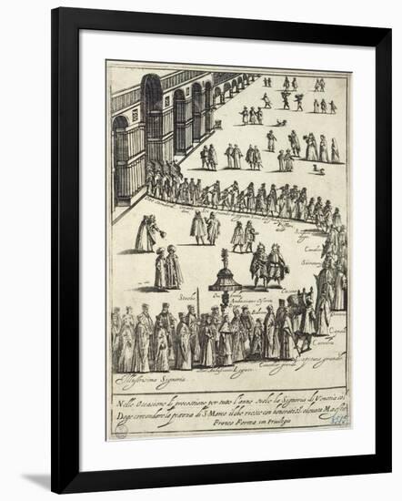 Procession of Dignitaries in the St Mark's Square in Venice, 1610-Giacomo Franco-Framed Giclee Print