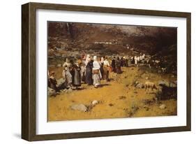 Procession of Fontainemore, 1882-Lorenzo Delleani-Framed Giclee Print