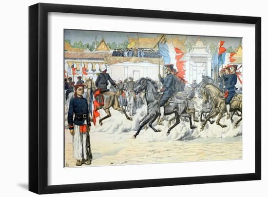 Procession of Indigenous Cavalry in French Indo-China (Vietnam)-null-Framed Giclee Print