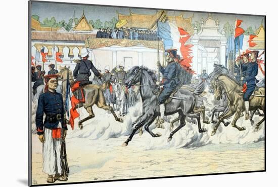 Procession of Indigenous Cavalry in French Indo-China (Vietnam)-null-Mounted Giclee Print